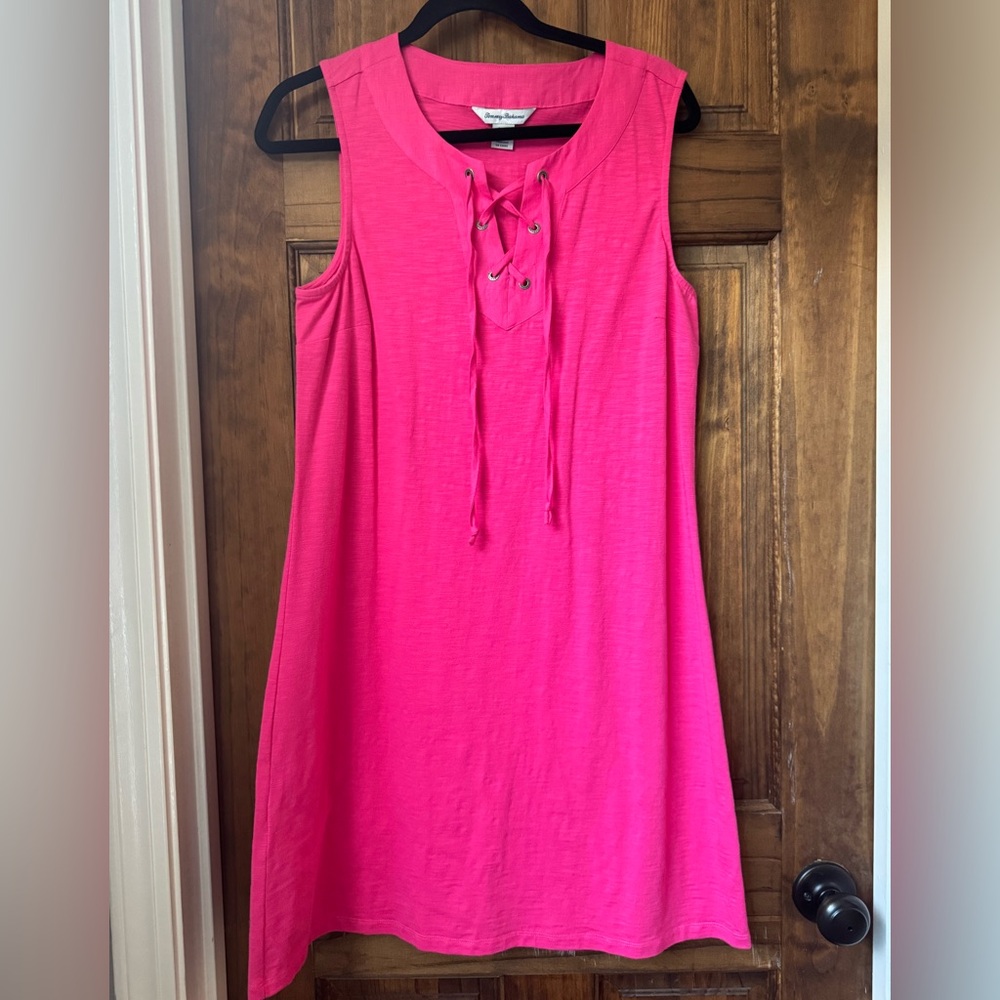 Tommy Bahama Hot Pink Lace-Up Sleeveless Tunic Dress